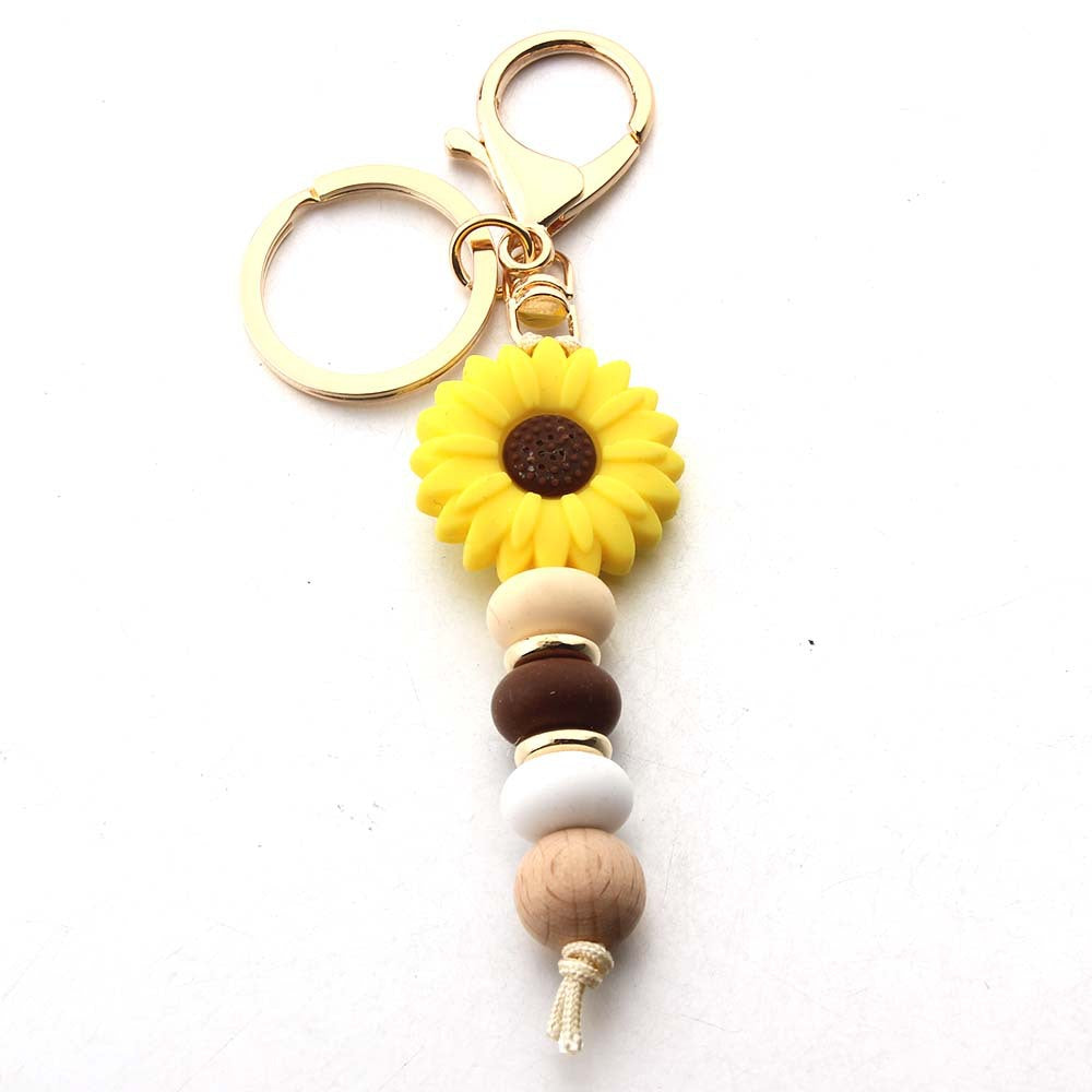Wholesale silicone beads daisy keychain sunflower pendant DIY small accessories