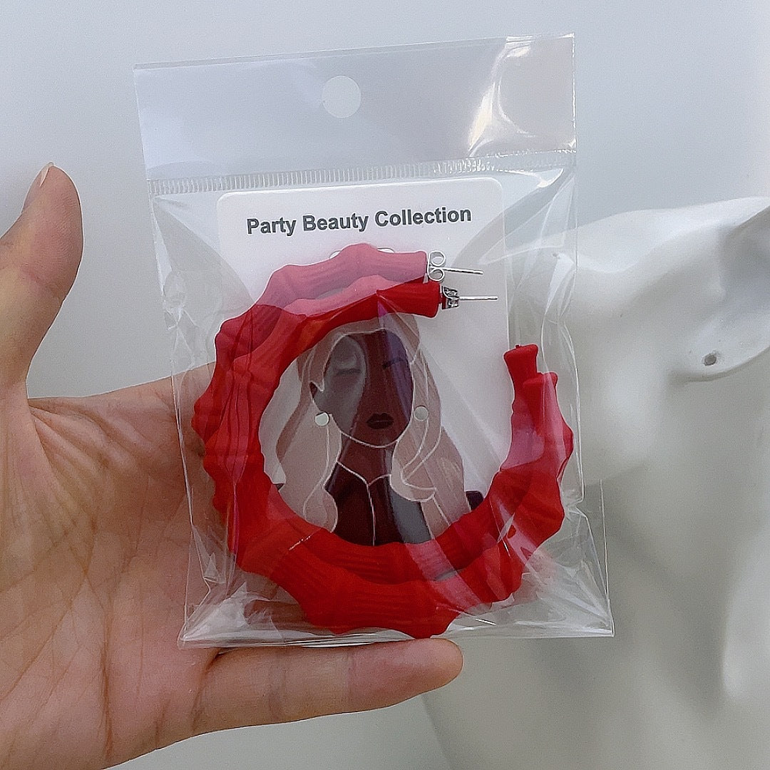 Wholesale Colorful Personalized Bamboo C Shape Acrylic Earrings