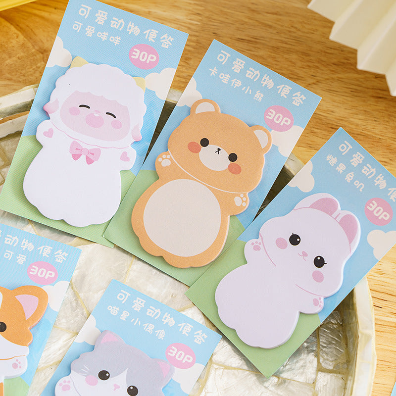 Wholesale 5pcs Cute cartoon pet cats and dogs alien-shaped sticky notes