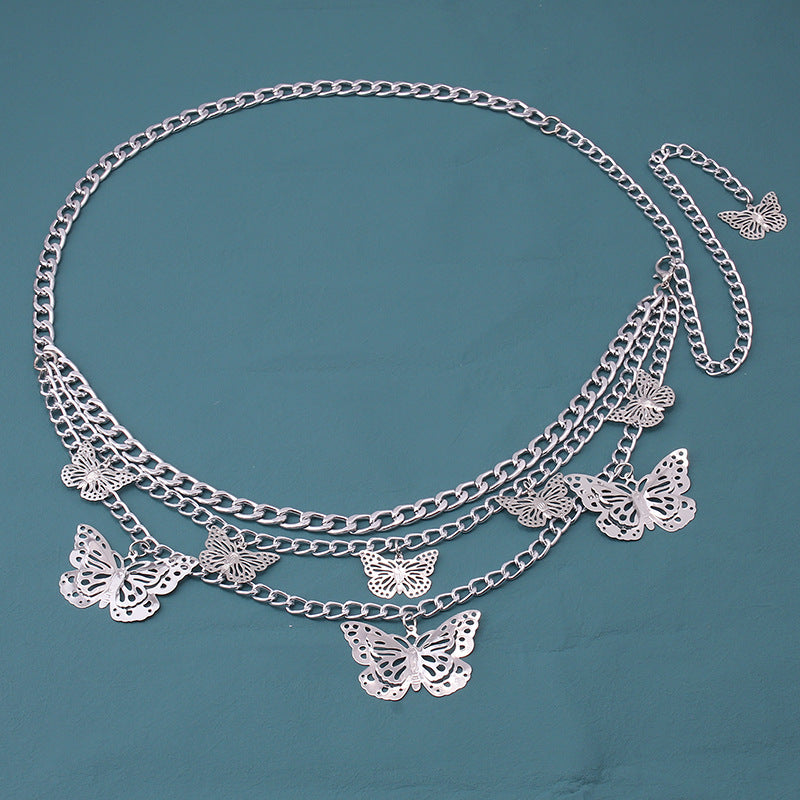 Wholesale Fashionable All-match Butterfly Multi-layer Hollow Pendant Body Chain