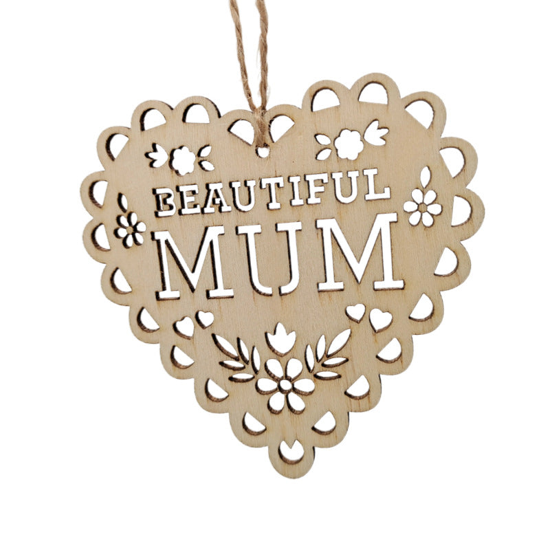 Wholesale Father's Day and Mother's Day Wooden Hollow Decorations