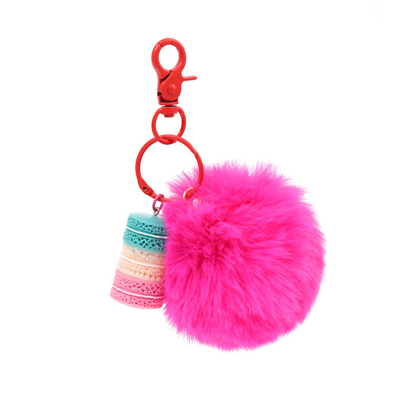 Wholesale Colorful cute furry ball plush Metal Keychain
