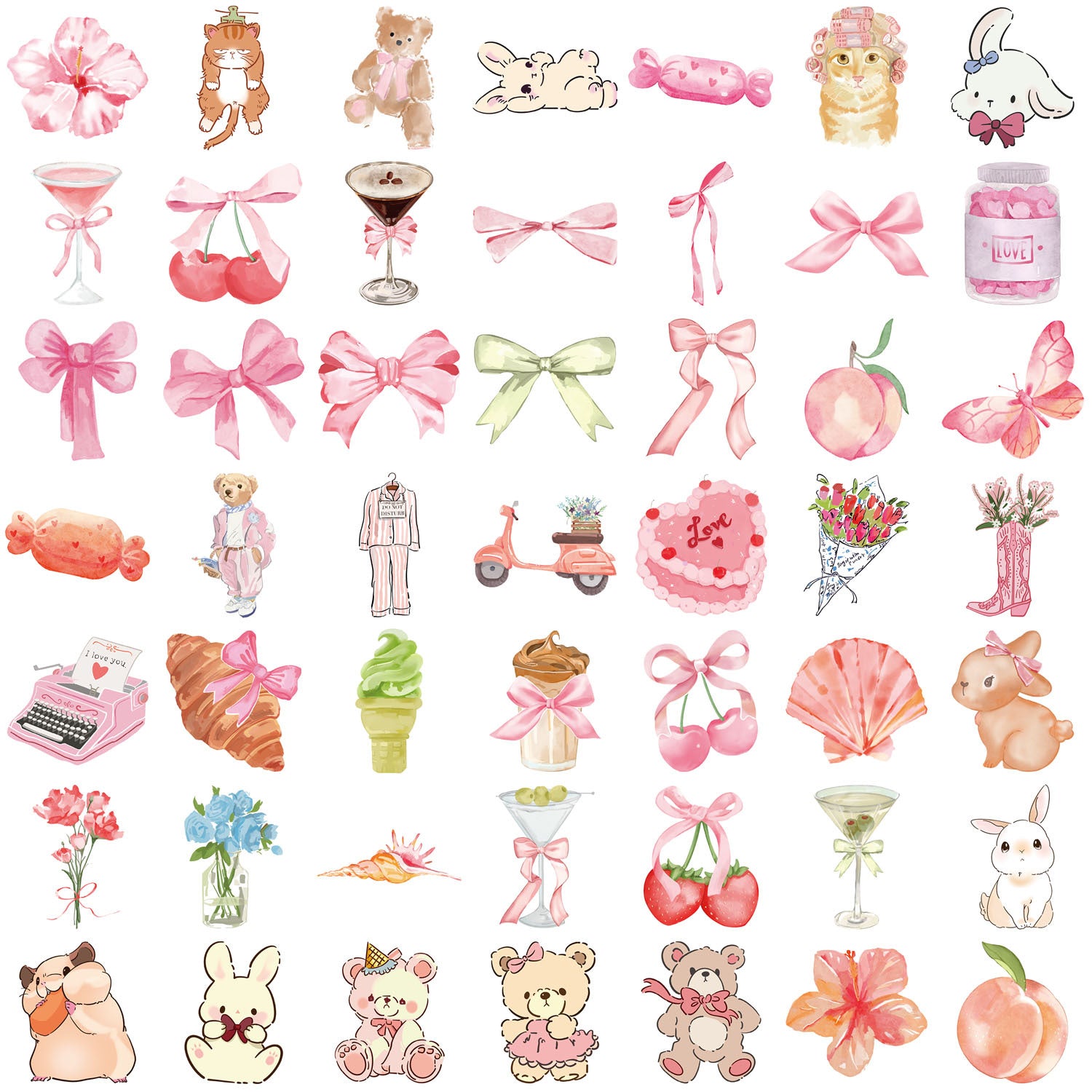 Wholesale 50pcs Pink Cartoon Cute Animal Series Waterproof Stickers