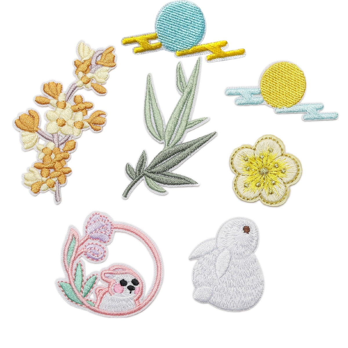 Wholesale Rabbit Moon Embroidery Patch Set Cute Star Rabbit Iron On Appliques Decorative Towel Craft Supply Party Gift Boutique Resale