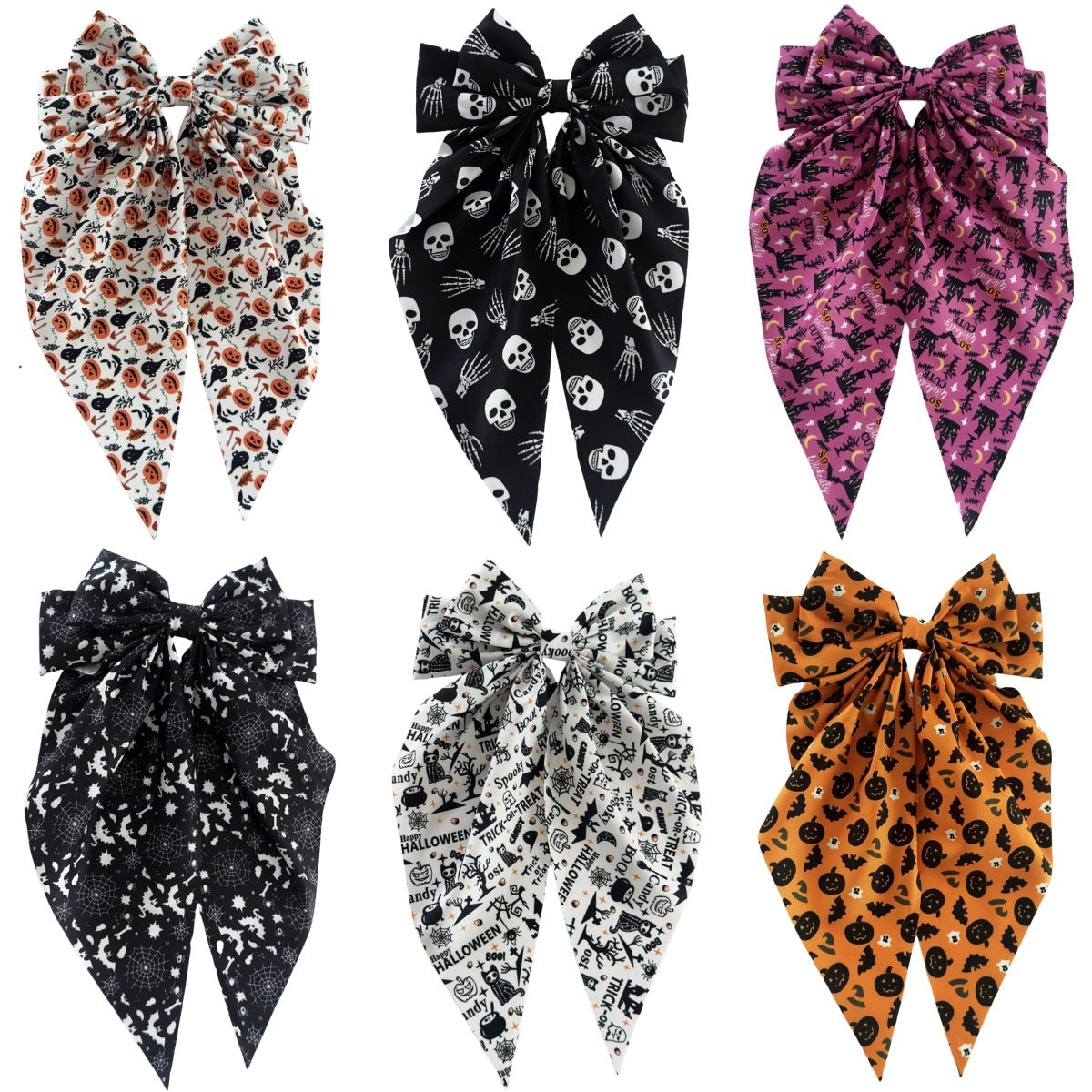 Wholesale  Hair Accessories Pumpkin Skull Ghost Hand Print Bowknot Hairpin