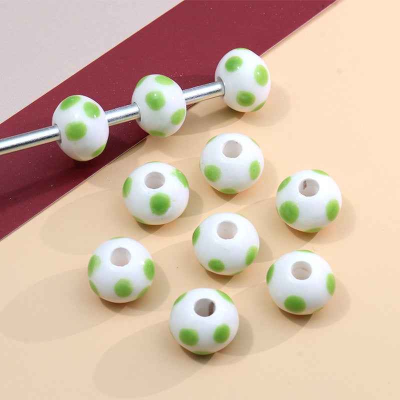 Wholesale Colorful Polka Dot Ceramic Handpainted String Beads