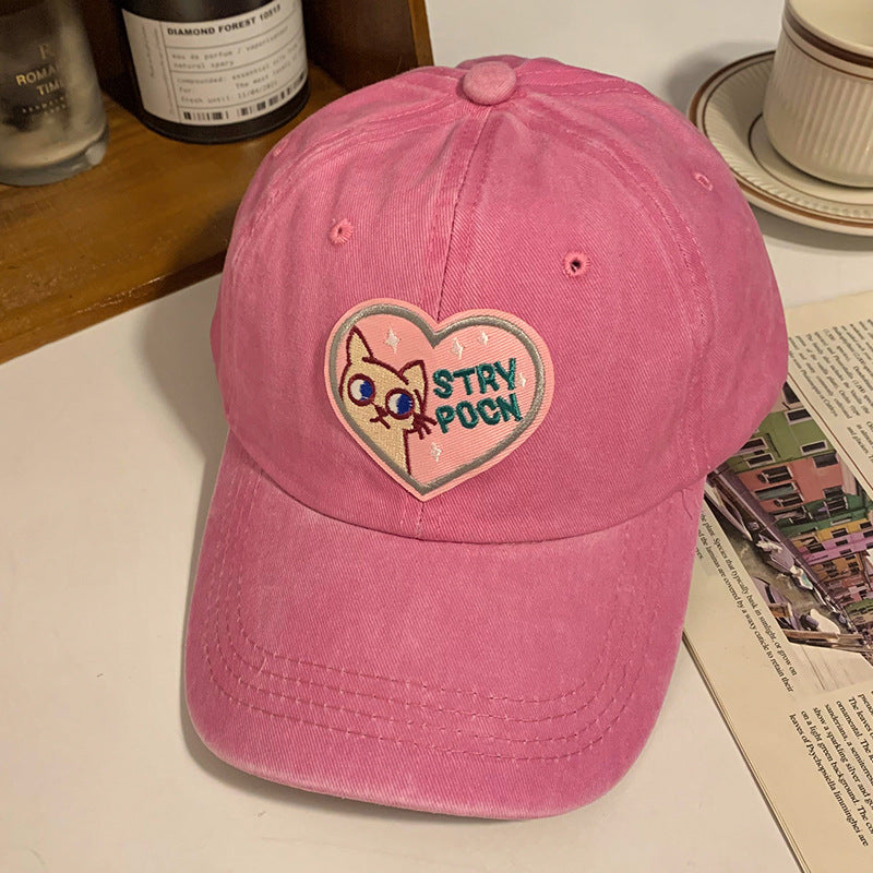 Wholesale Pink Heart Soft Top Cute Cat Baseball Cap