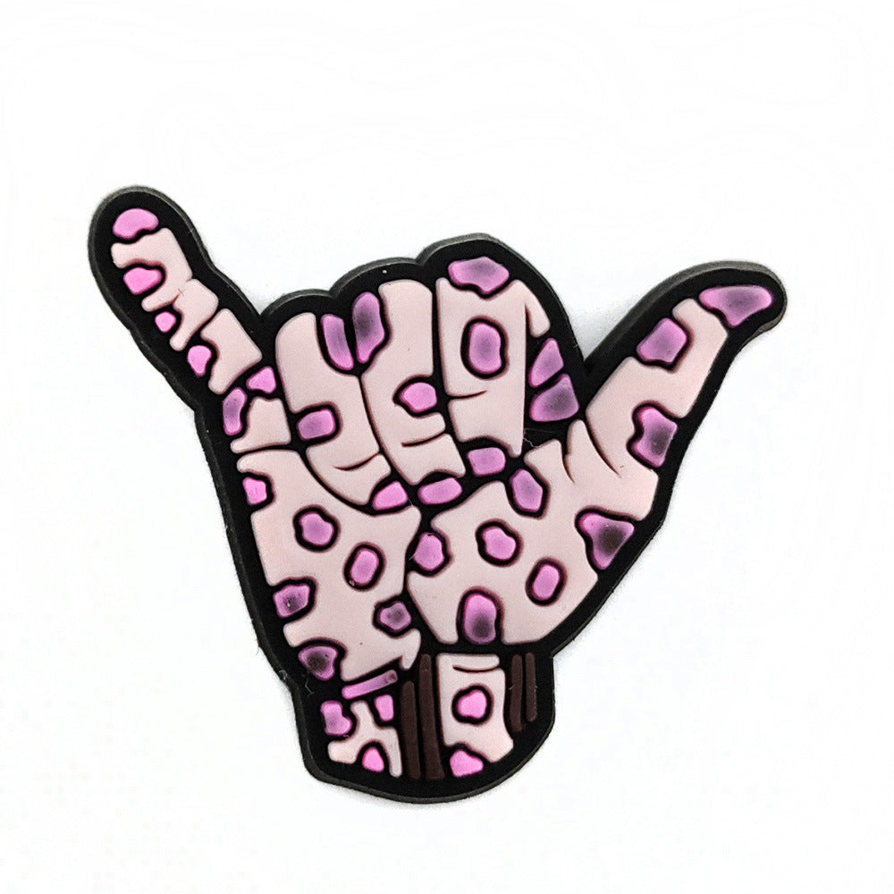 Wholesale Leopard Print Coffee Cup Dog Claw Love PVC Soft Adhesive Hole Shoes Buckles