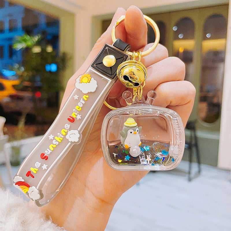 Wholesale Acrylic Quicksand Bottle Penguin Keychain