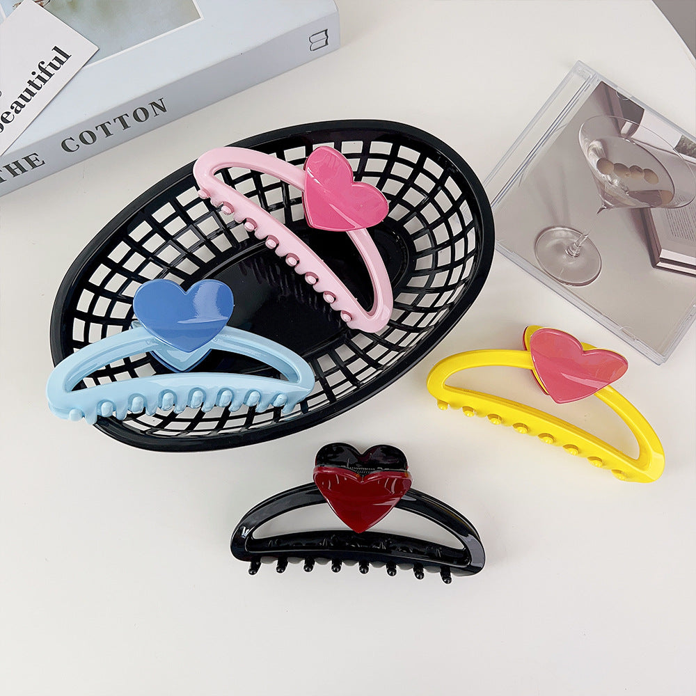 Wholesale Resin Hollow Out Half Circle Heart Color Matching Hair Clip