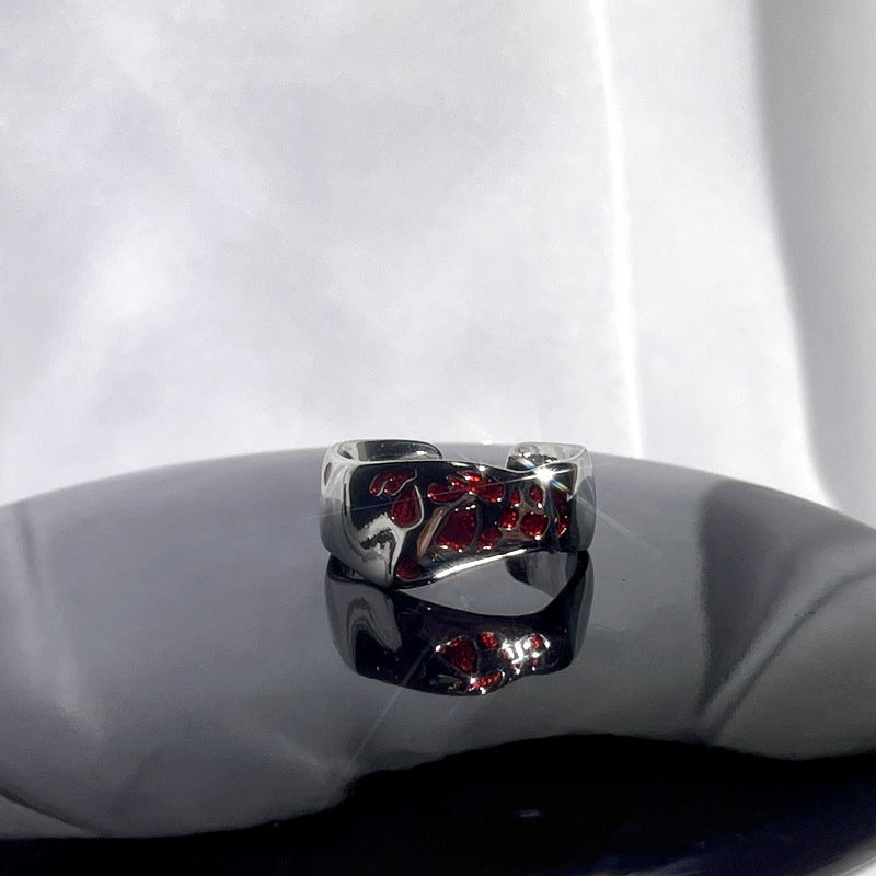 Wholesale Red enamel sweet cool punk cold style ring