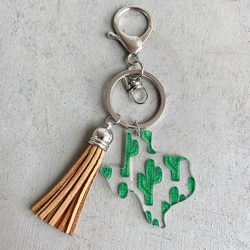Wholesale 3pcs/pack Western Wind Sunflower Cactus Acrylic Keychain