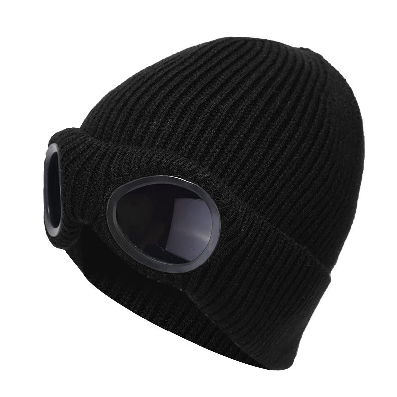 Wholesale Woolen Glasses Hat, Ear Protection Knitted Hat Plus Velvet Warm Outdoor Ski Hat