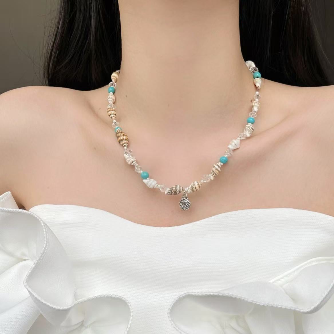 Wholesale Holiday style conch beaded necklace summer clavicle necklace