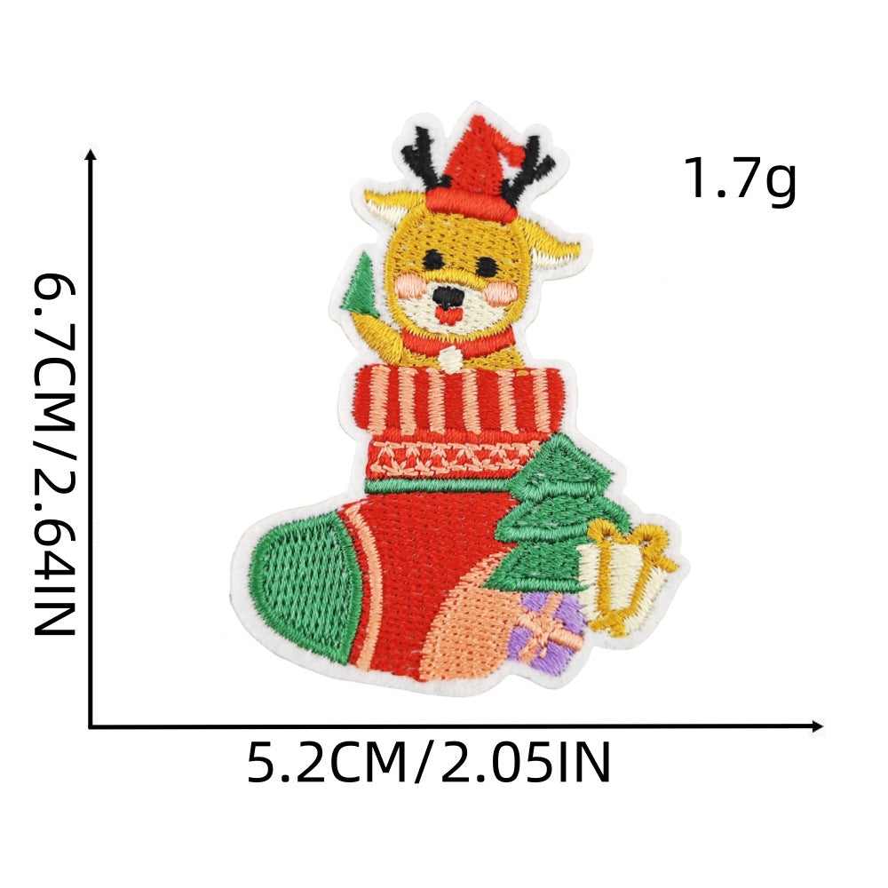 Wholesale 16Pcs Christmas Embroidered Patches Snowflake Cartoon Designs Sewing Craft Supply For Socks Decorative Gift Accessory
