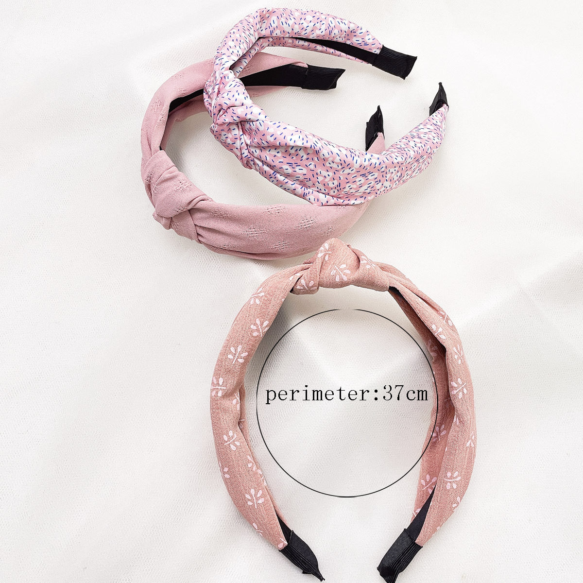 Wholesale Pink leopard print fabric flower knot wide edge headband