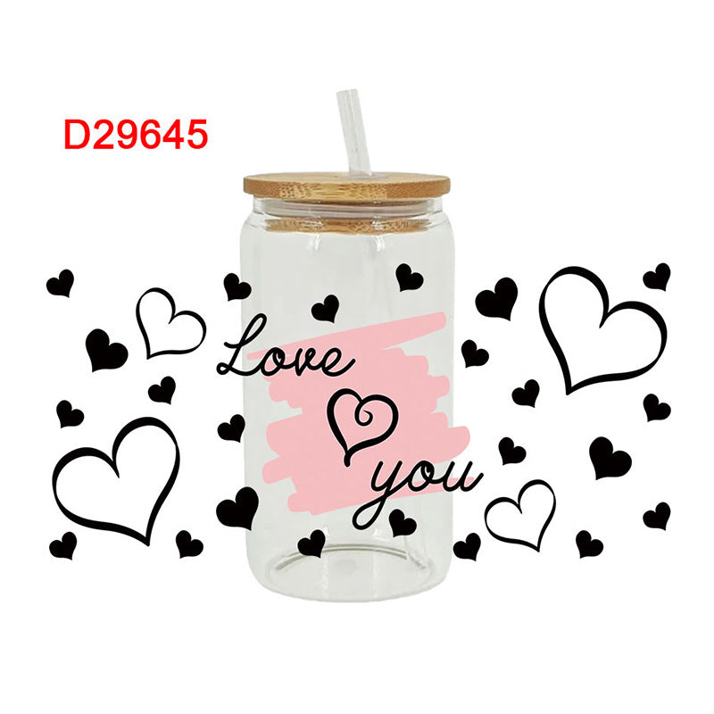 Wholesale Pink Love Bow Valentine's Day 16oz Cup UV DTF Wraps