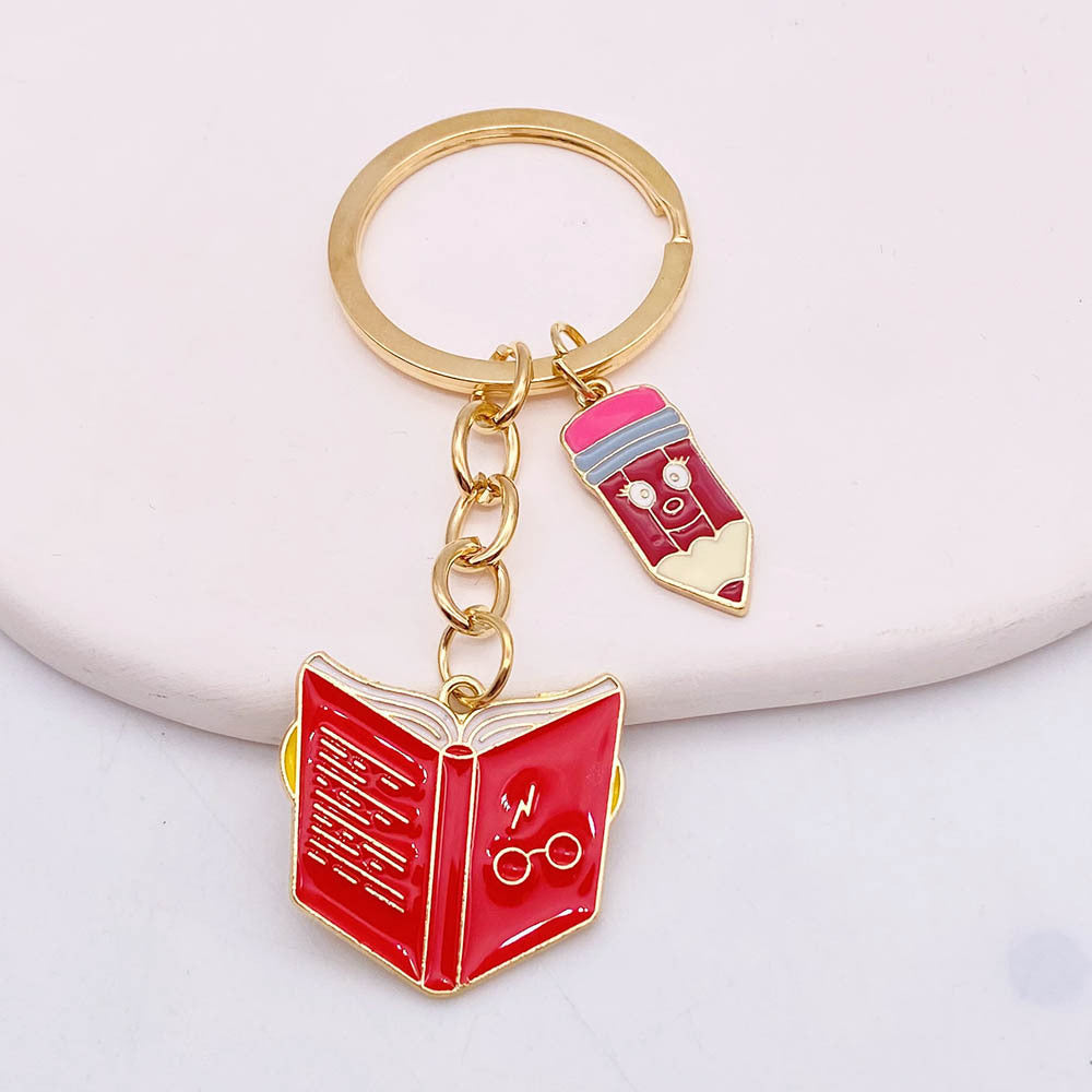 Wholesale Bachelor Dress Doctor Hat Pencil Pendant Metal Keychains