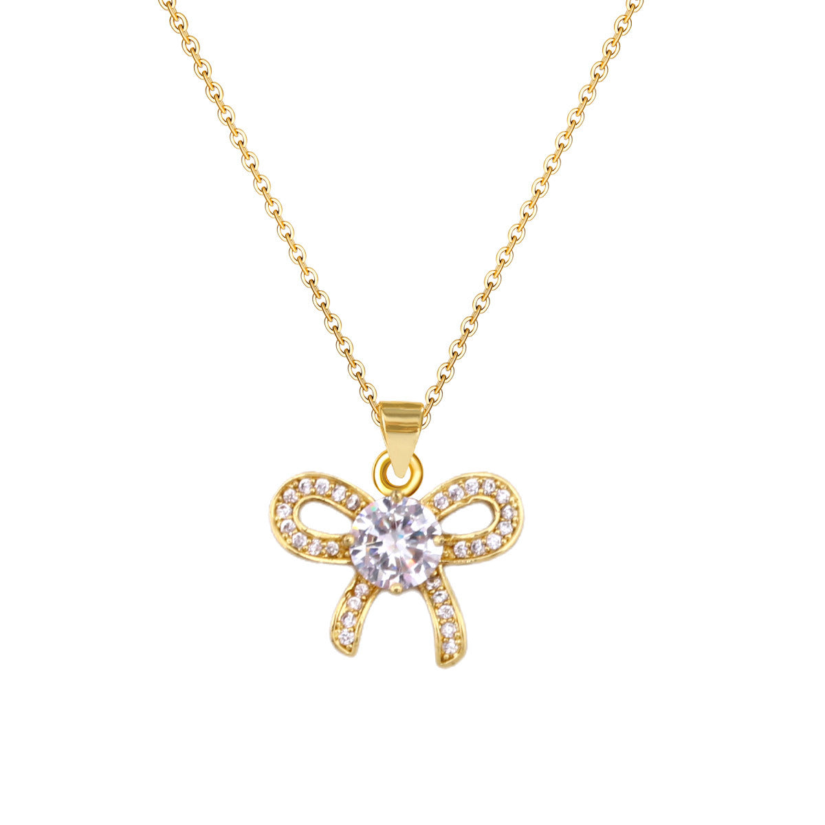 Wholesale French Retro Gold Plated Bowknot Pendant Necklace Jewelry Accessory For Resale