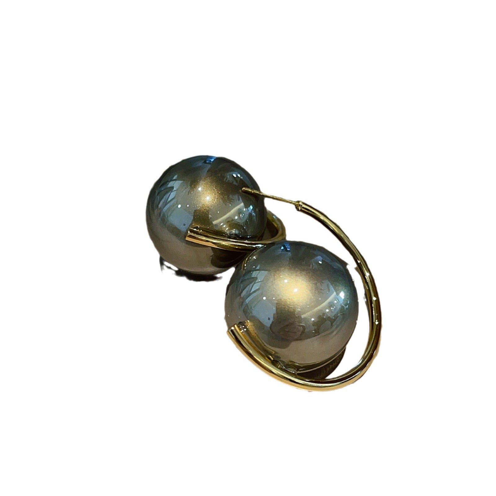 Wholesale Silver Needle 18K Gold 22MM Lacquered Large Pearl C-shaped Large Earrings