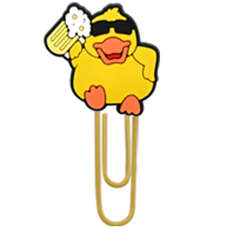 Wholesale Random 50pcs Little Yellow Duck Metal Soft Rubber Paperclip Bookmarks