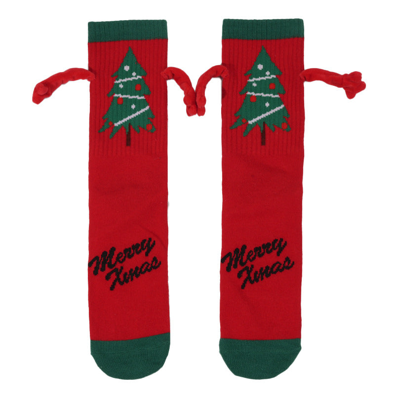 Wholesale Christmas couple warm holding hands socks