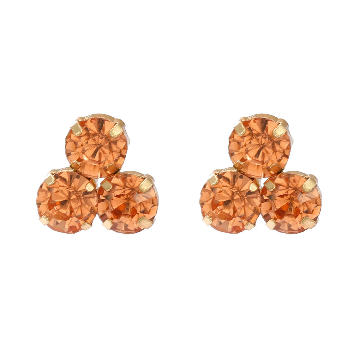 Wholesale Colored Diamond Round Flower Gemstone Earrings