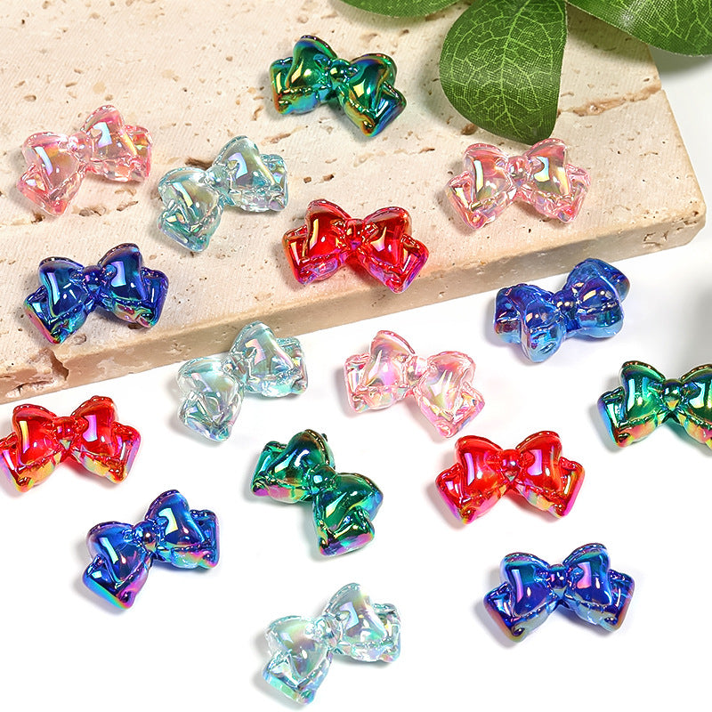 Wholesale UV plating bow beads double layer bow tie acrylic beads
