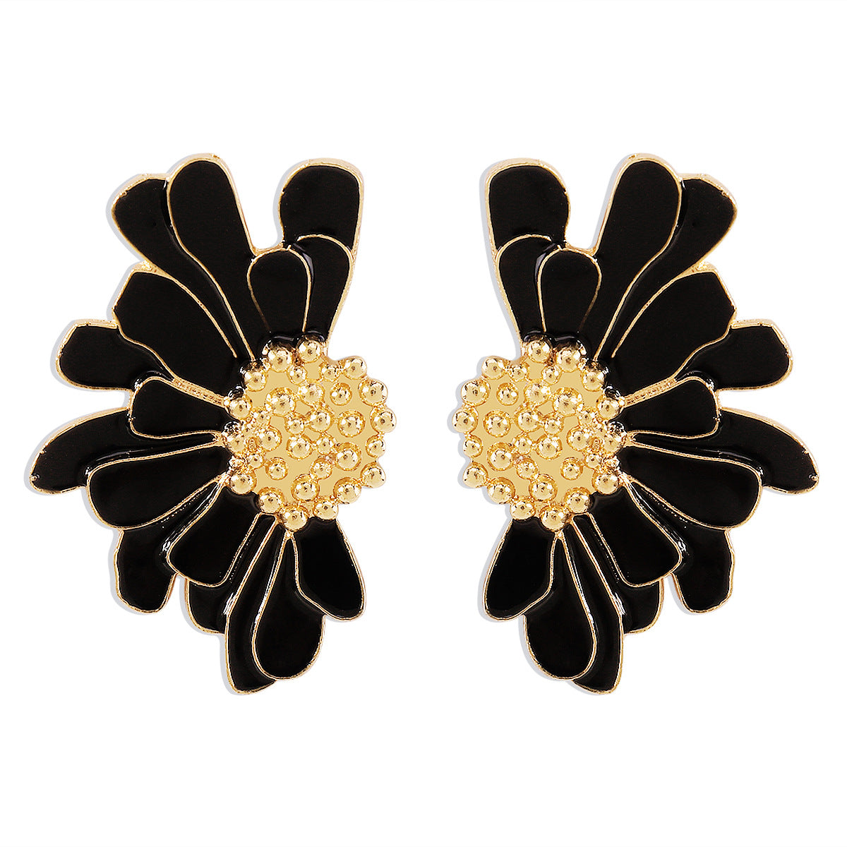 Wholesale Vintage Texture Gold Floral Earrings