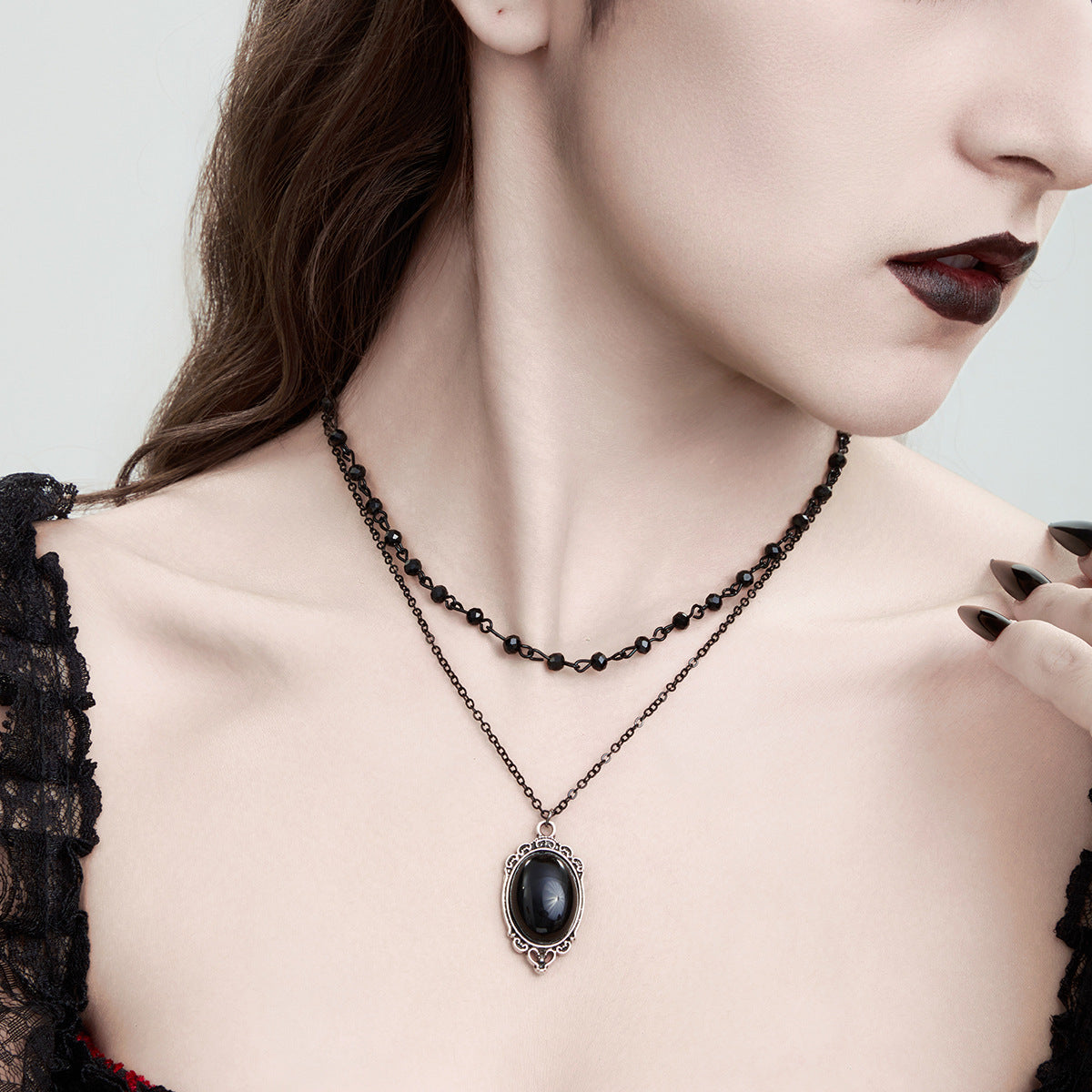 Wholesale Vintage Tassel Heart-Shaped Dagger  Bat Necklace