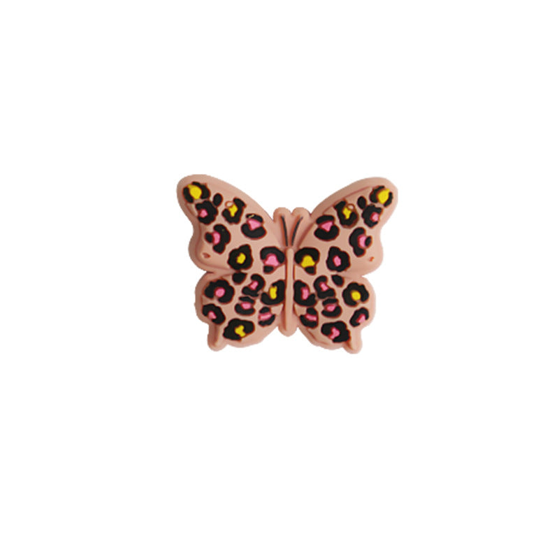 Wholesale 10pcs Creative Leopard Butterfly Silicone Loose Beads