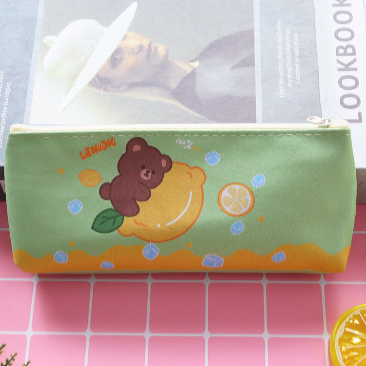 Wholesale Creative PU Leather Pencil Case Cartoon Bear Rabbit Pencil Case