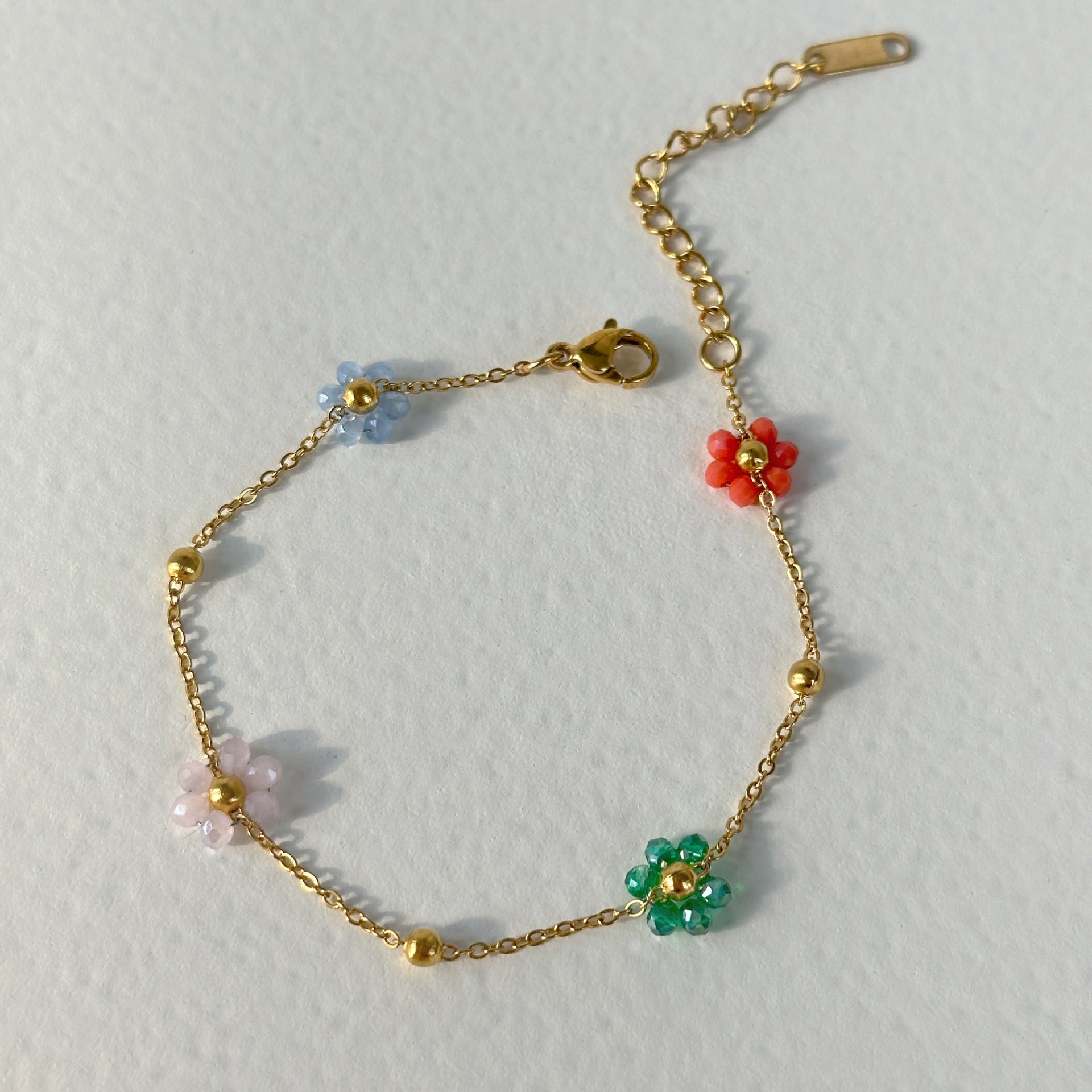 Wholesale Titanium Steel Colorful Pink Flower Necklace Waist Chain Anklet Set