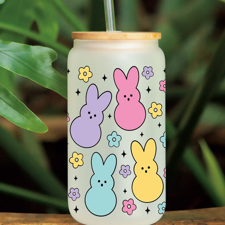 Wholesale Colorful Rabbit Easter  16oz Cup UV DTF Wraps