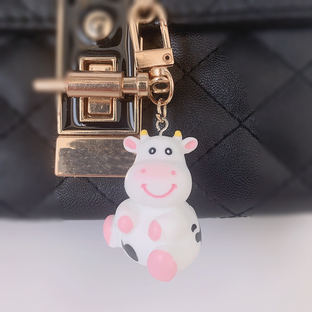 Resina al por mayor llavero de vaca linda