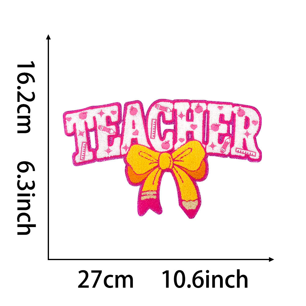 Wholesale Embroidered Iron On Teacher Patch Cute Pencil Design Fashion Accessory For ets