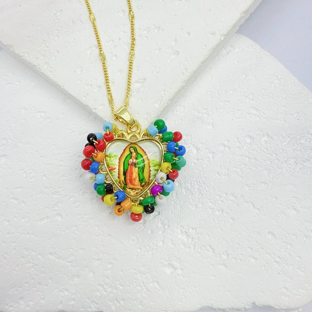 Wholesale Golden Rice Bead Love Pendant heart necklace