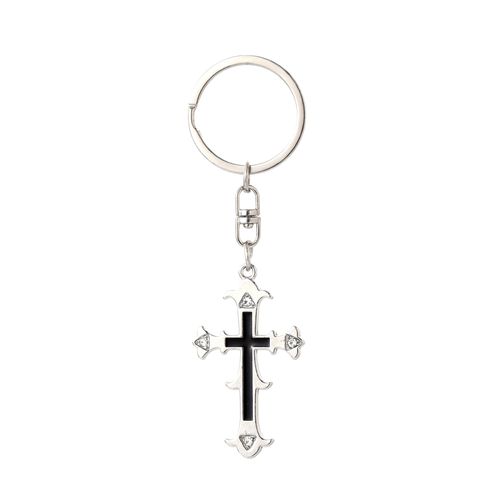 Wholesale Halloween Zinc Alloy Four Diamond Flower Cross Keychain