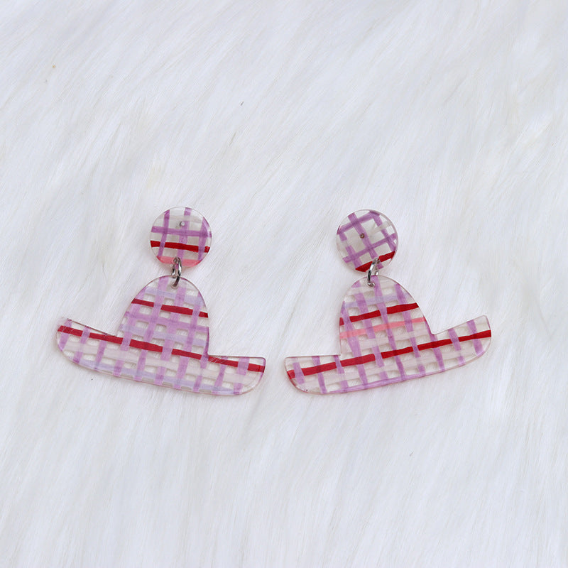 Wholesale Jelly Color Hat Canngue Acrylic Earrings