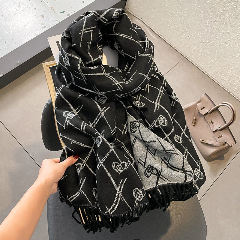 Wholesale Autumn and Winter Love Tassels Imitation Cashmere Scarf