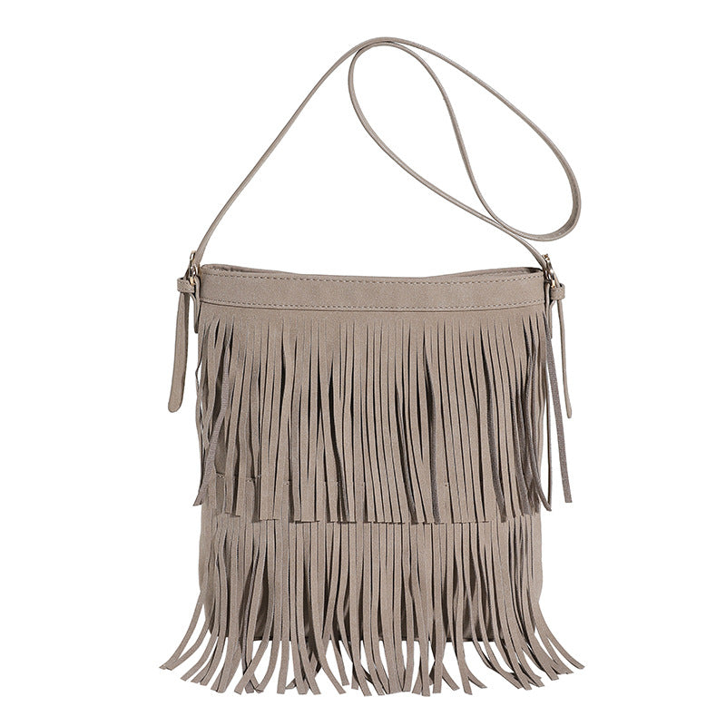 Wholesale 2023 Autumn PU Shoulder Crossbody Bag Tassel Bucket Bag