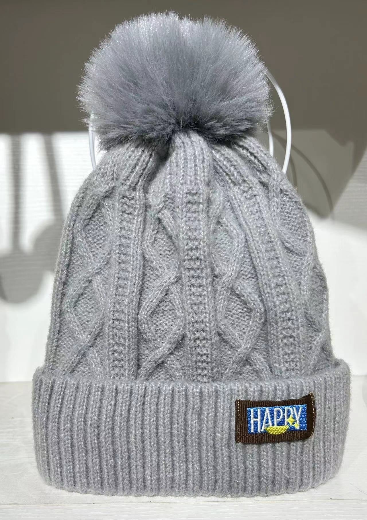 Wholesale Wool Winter Plus Velvet Thick Warm Knitted Japanese Style Large Head Circumference Anti-freeze Ear Protection Wool Ball Hat