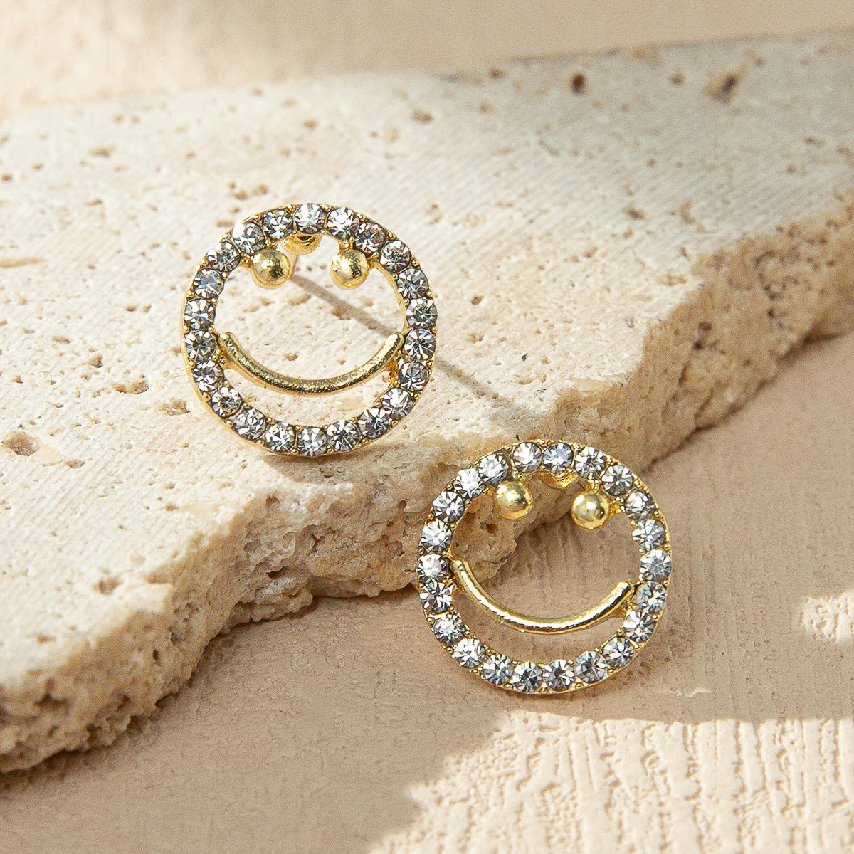 Wholesale Sparkling Rhinestone Smiley Face Earrings