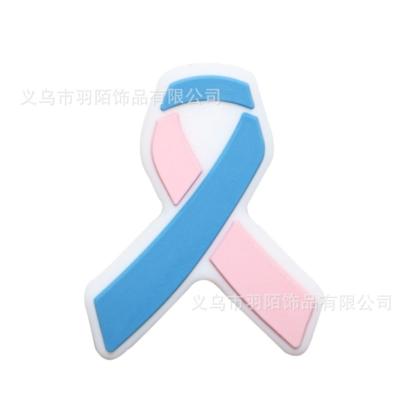 Wholesale 20pcs Cartoon Ribbon Publicity Prevention Awareness Warning Badge Silicone Beads