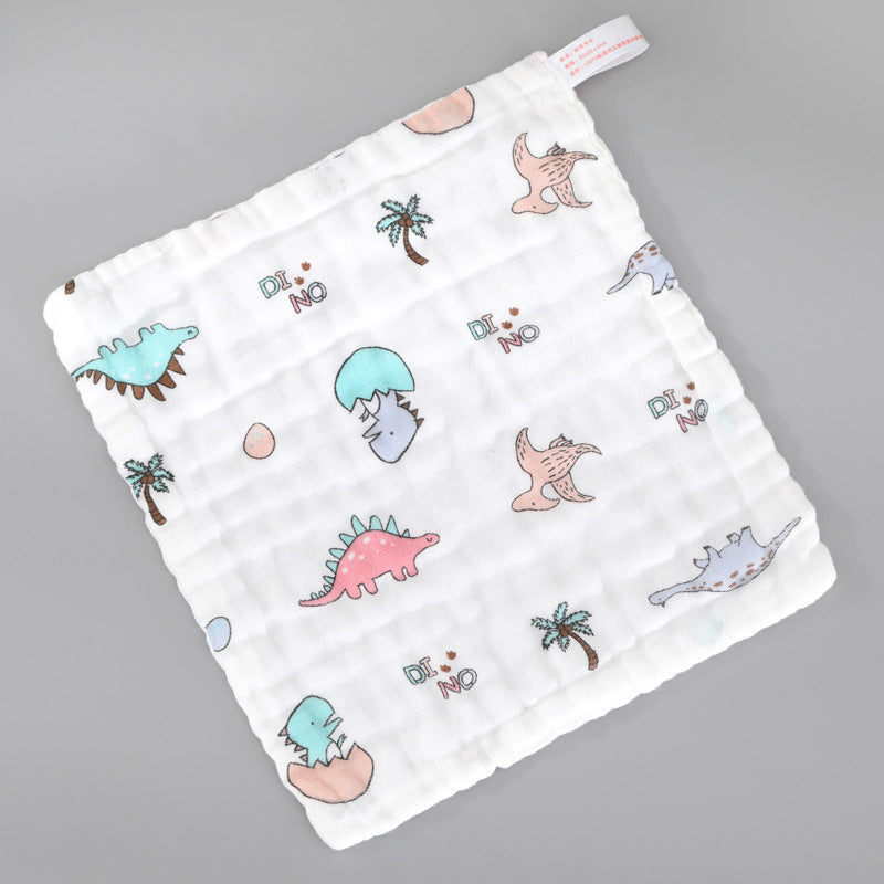 Wholesale Cotton Square Towel Six-Layer Spit Towel High Density Children's Cotton Small Towel Pleated Printed Handkerchief Gauze Wipe Towel