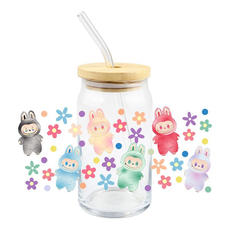 Wholesale 5pcs Colorful cute cartoon 16oz Cup UV DTF Wraps