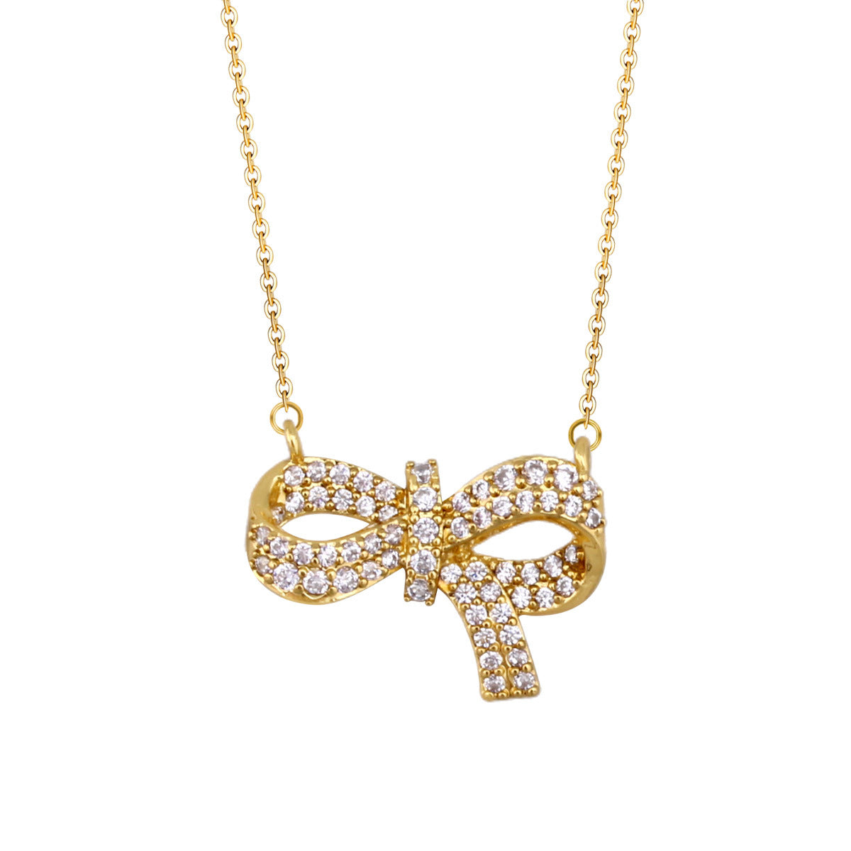 Wholesale French Retro Gold Plated Bowknot Pendant Necklace Jewelry Accessory For Resale