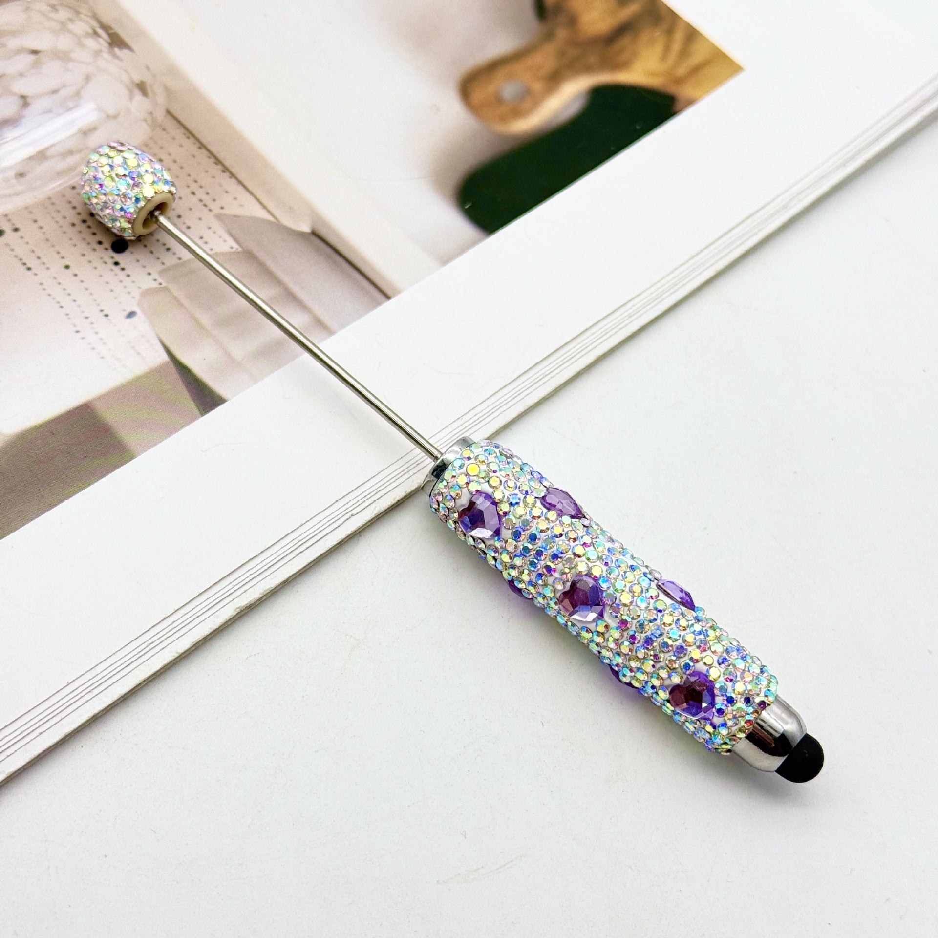 Wholesale DIY colorful full diamond touch screen pen pure handmade love bead pen