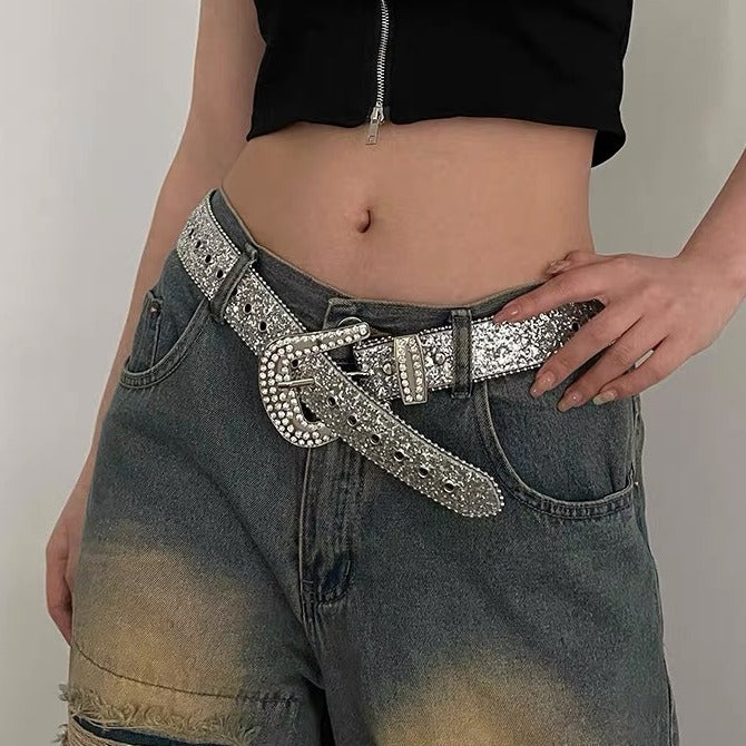 Wholesale Y2k Personalized Trendy Sequined Rhinestone Belt