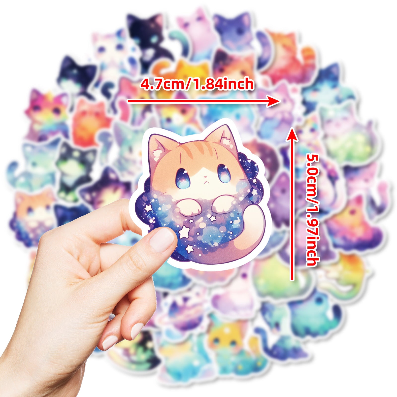 Wholesale 50 Cute Cartoon sy Starry Sky Cat Creative Stickers